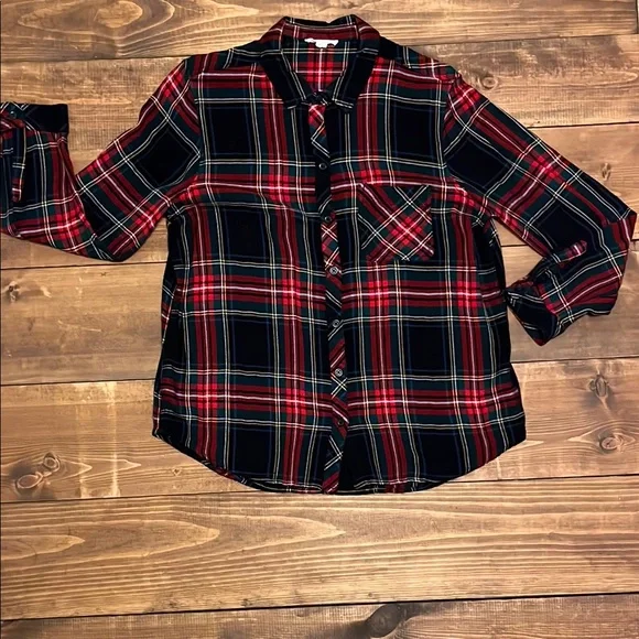 Women's Red and Black Plaid Shirt - Picture 1 of 9
